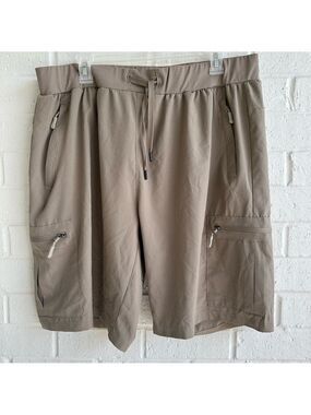 Ksmien Womens Hiking Cargo Biker shorts Khaki Lightweight Zipper Pockets 2XL